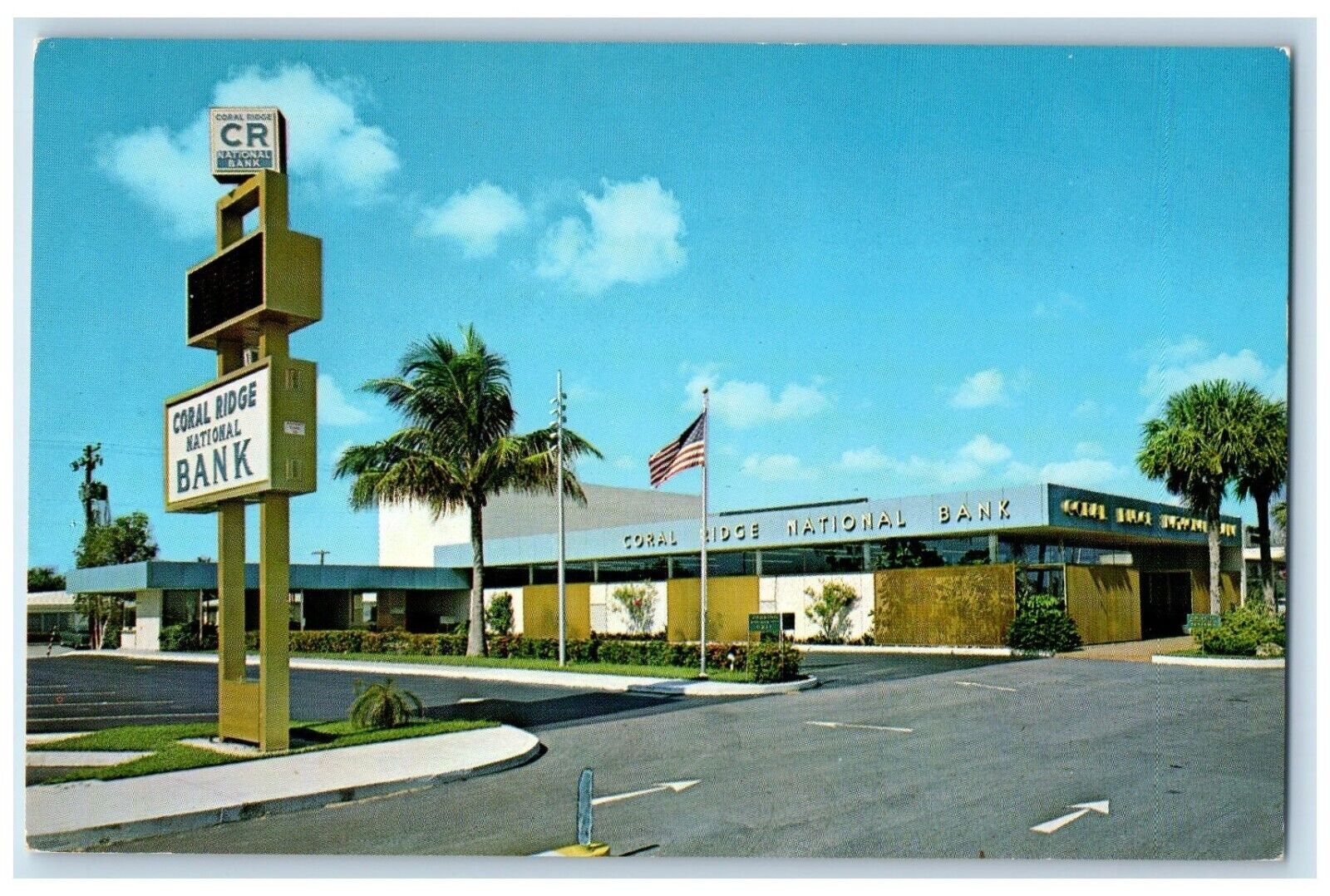 c1960\'s Coral Ridge National Bank Roadside Fort Lauderdale Florida FL Postcard