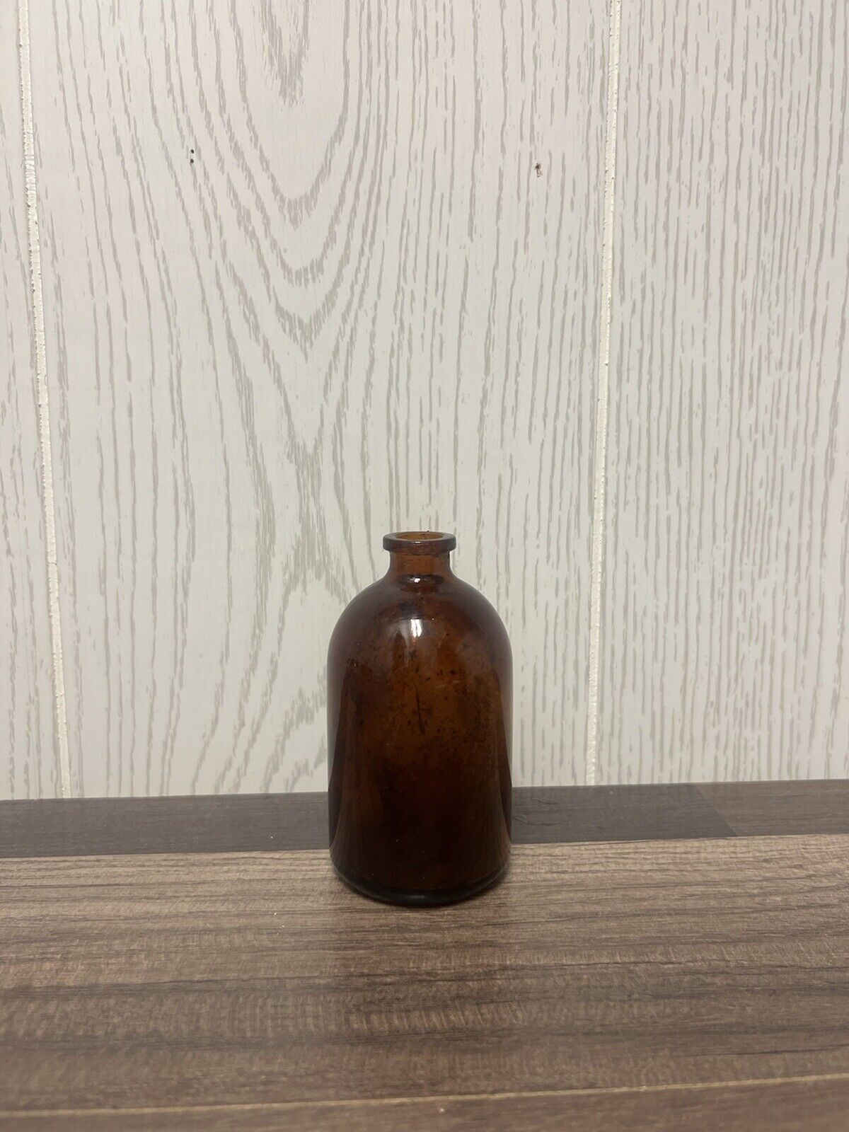 Small Vintage Amber Glass Bottle
