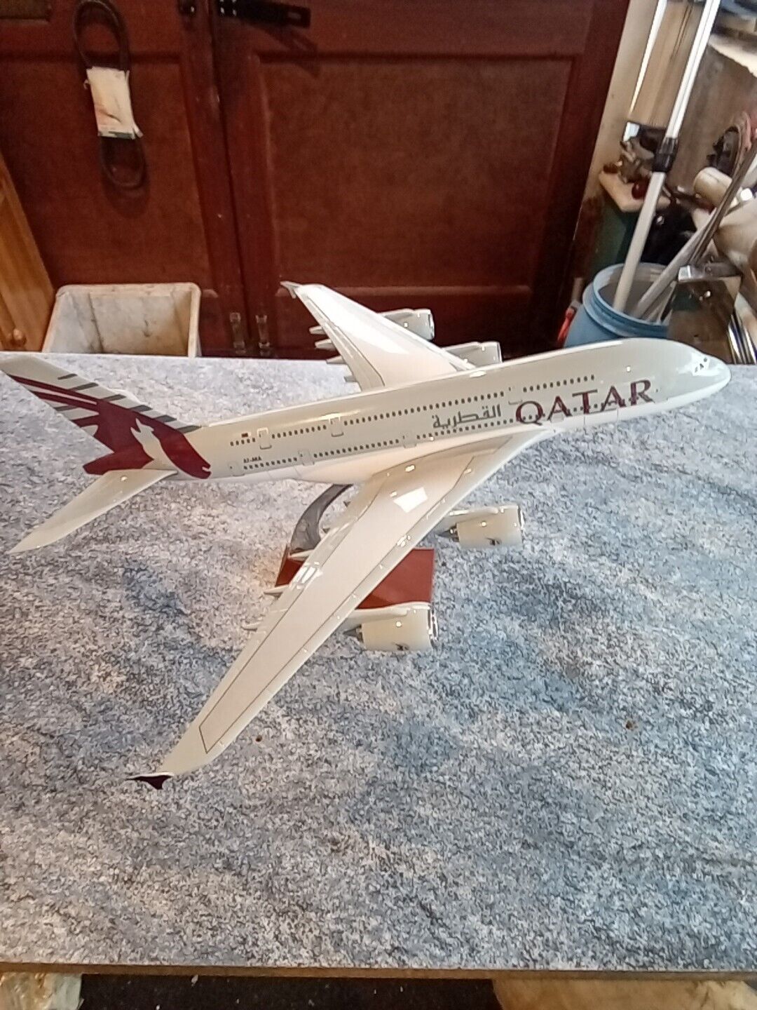 Qatar Airbus A380  A7-AKA, 1.200 Resin Model,  Chrome Stand, Beautiful Model...