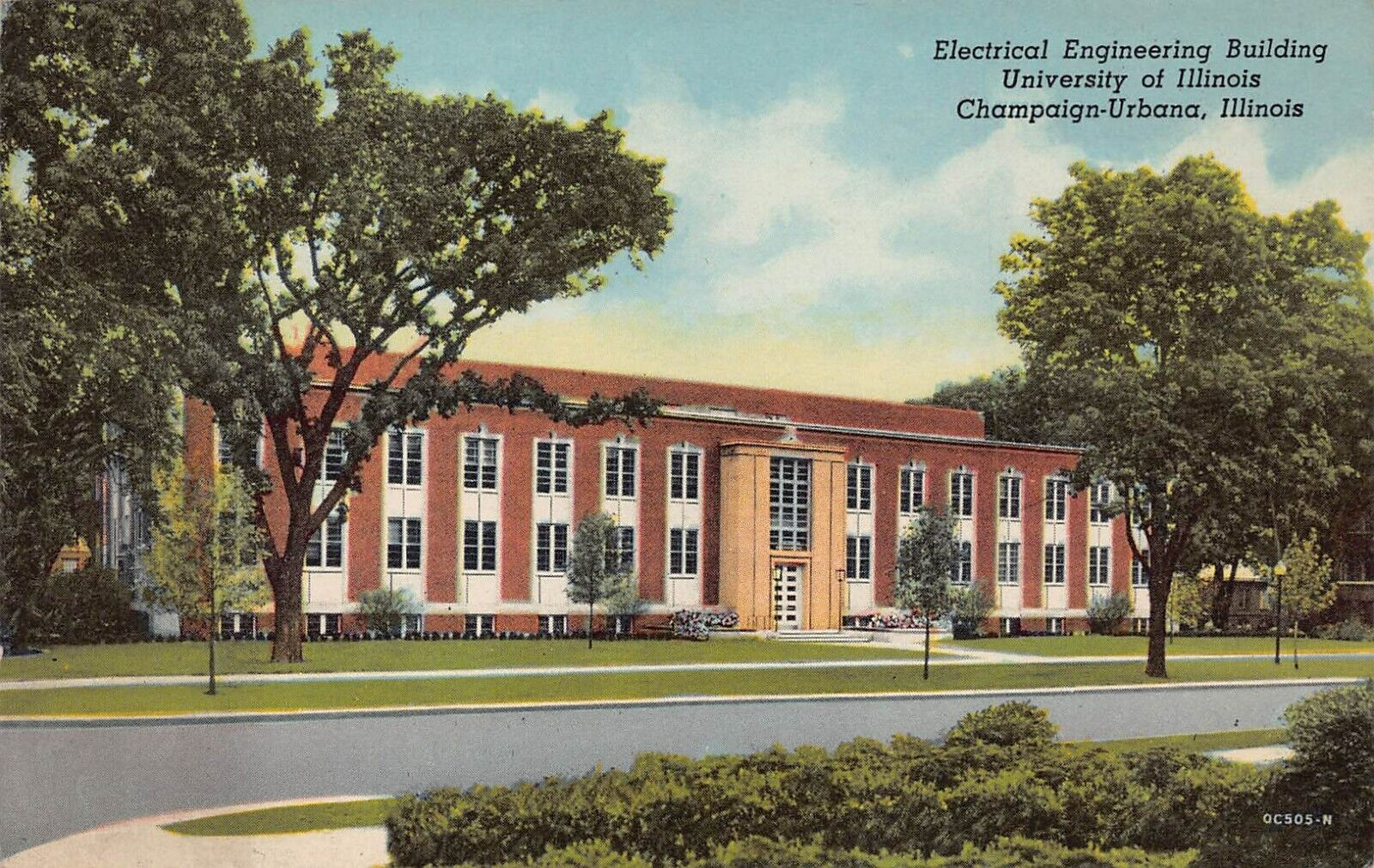 Champaign IL Illinois University Engineering Building Campus Vtg Postcard P2