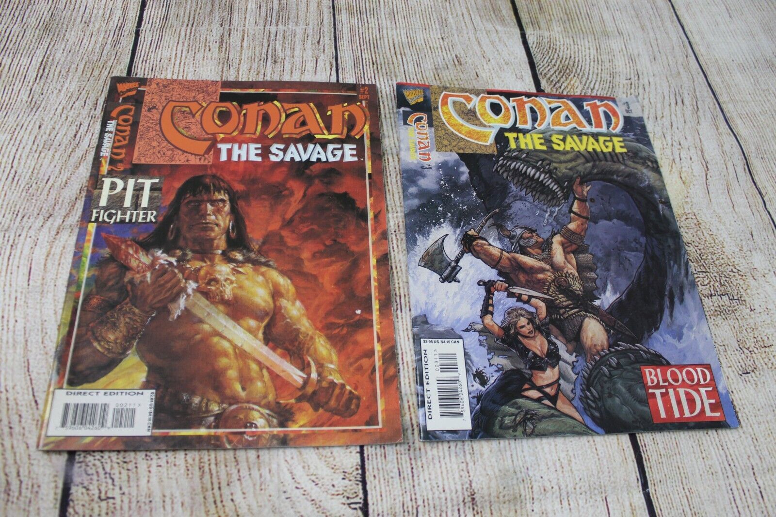1995 Marvel Conan The Savage #2 & #3 Pit Fighter Blood Tide *Low to Mid Grade*