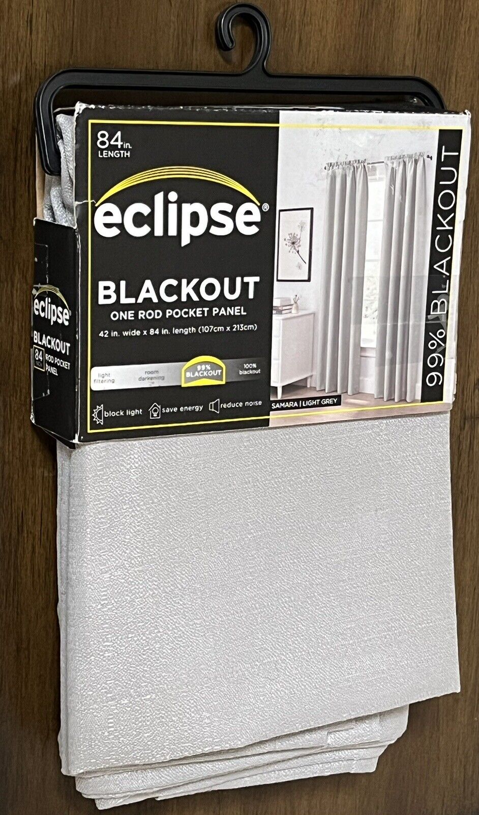 eclipse Blackout ONE Rod Pocket Panel Room Darkening Gray Grey 42\