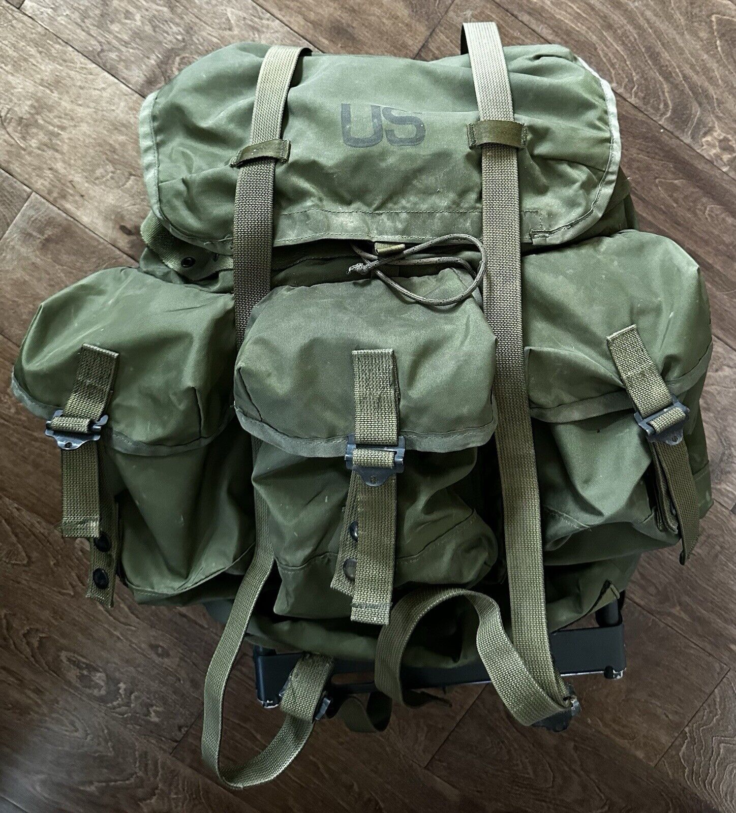 70s US GI Army Military Field Pack Combat Nylon Medium Green LC-1 With Frame