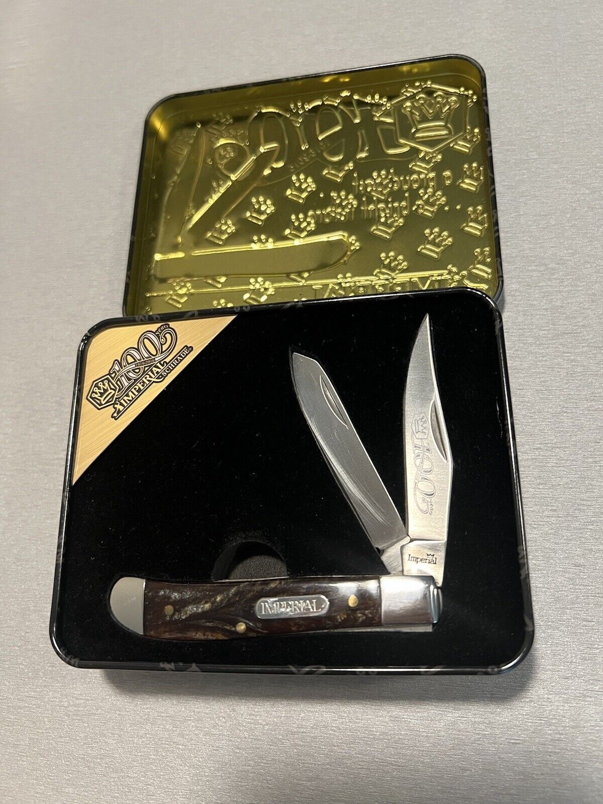 Schrade® Imperial Limited Edition 100th anniversary 2016 Knife & Gif Tin. BNIB. 