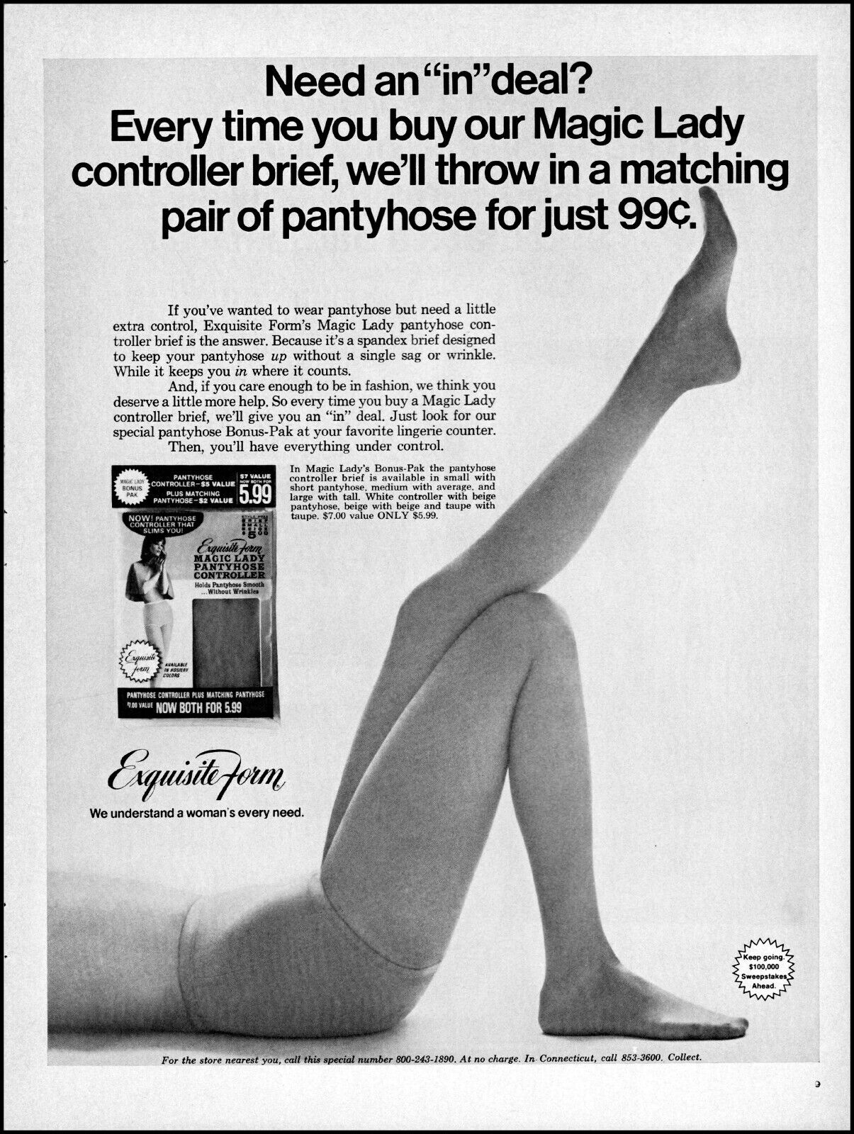 1969 Woman\'s Torso Legs Magic Lady pantyhose briefs vintage photo print ad L15
