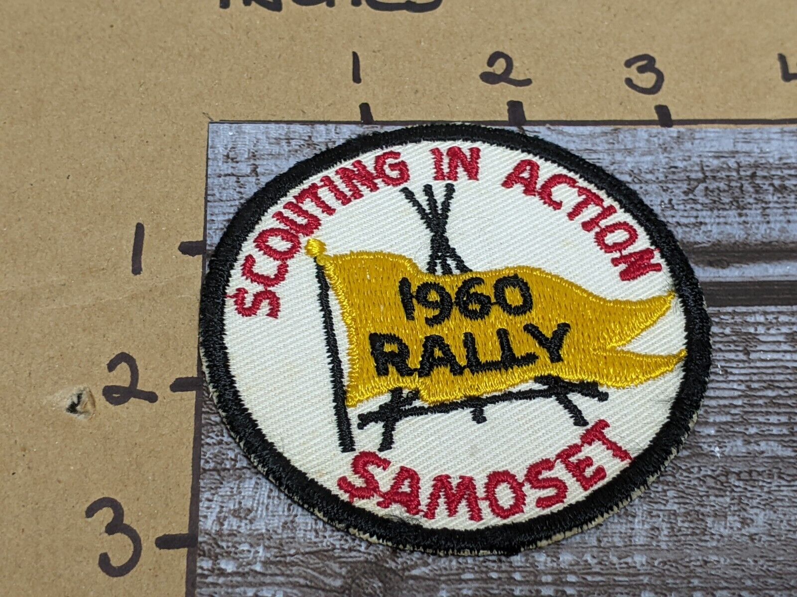 Vintage Samoset Scouting In Action 1960 Rally Patch Wisconsin BSA
