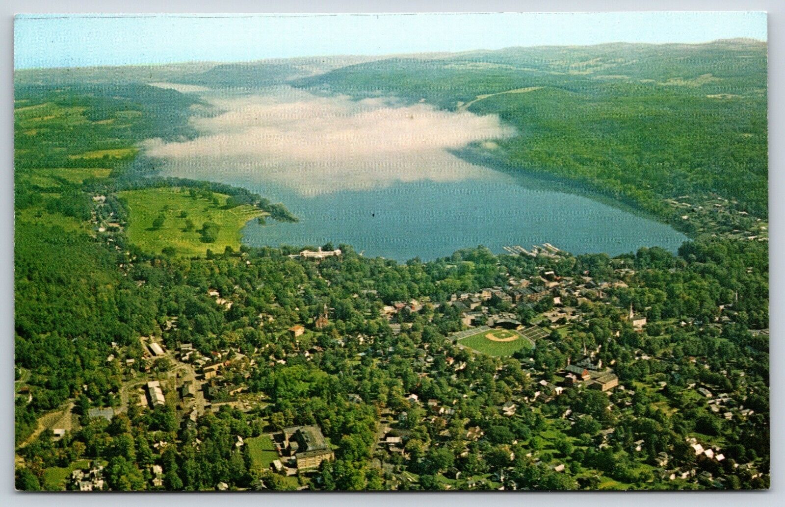 Postcard Aerial View Showing The Village Of Cooperstown, New York Unposted