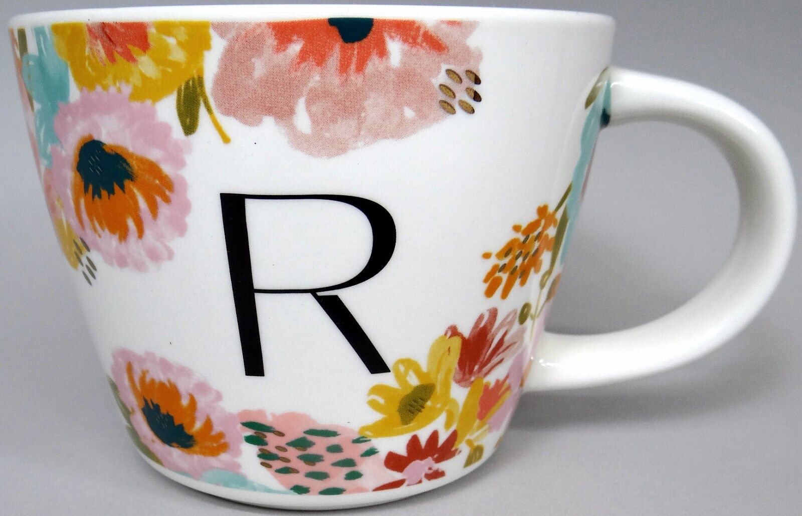 Opalhouse Coffee Mug Cup Large Stoneware Initial Letter R Monogram Peach Minty
