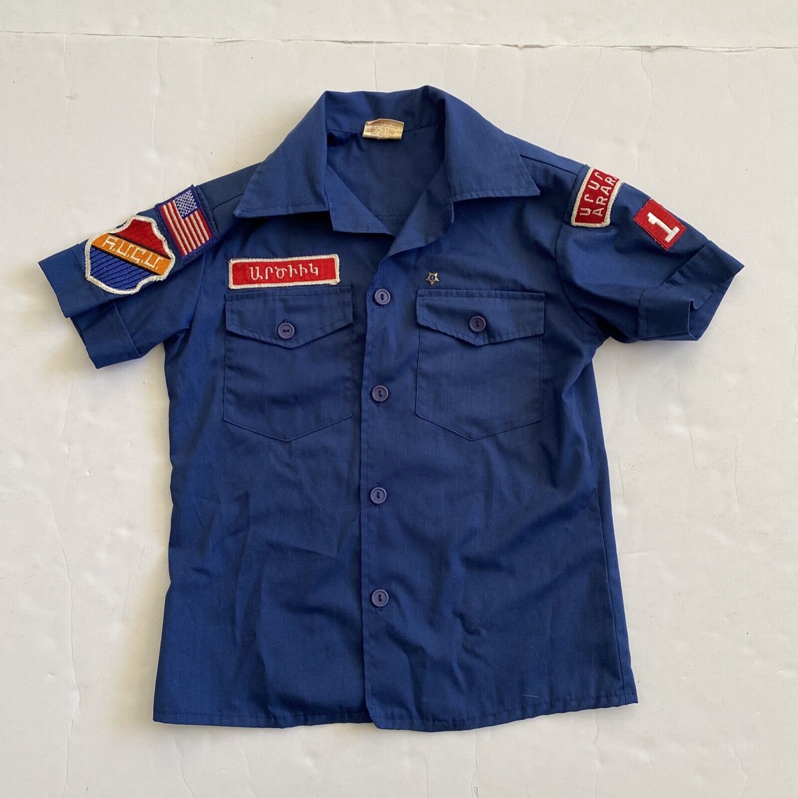 Vintage Armenian Homenetmen Ururus Ararat Scout Shirt Glendale Medium Patches
