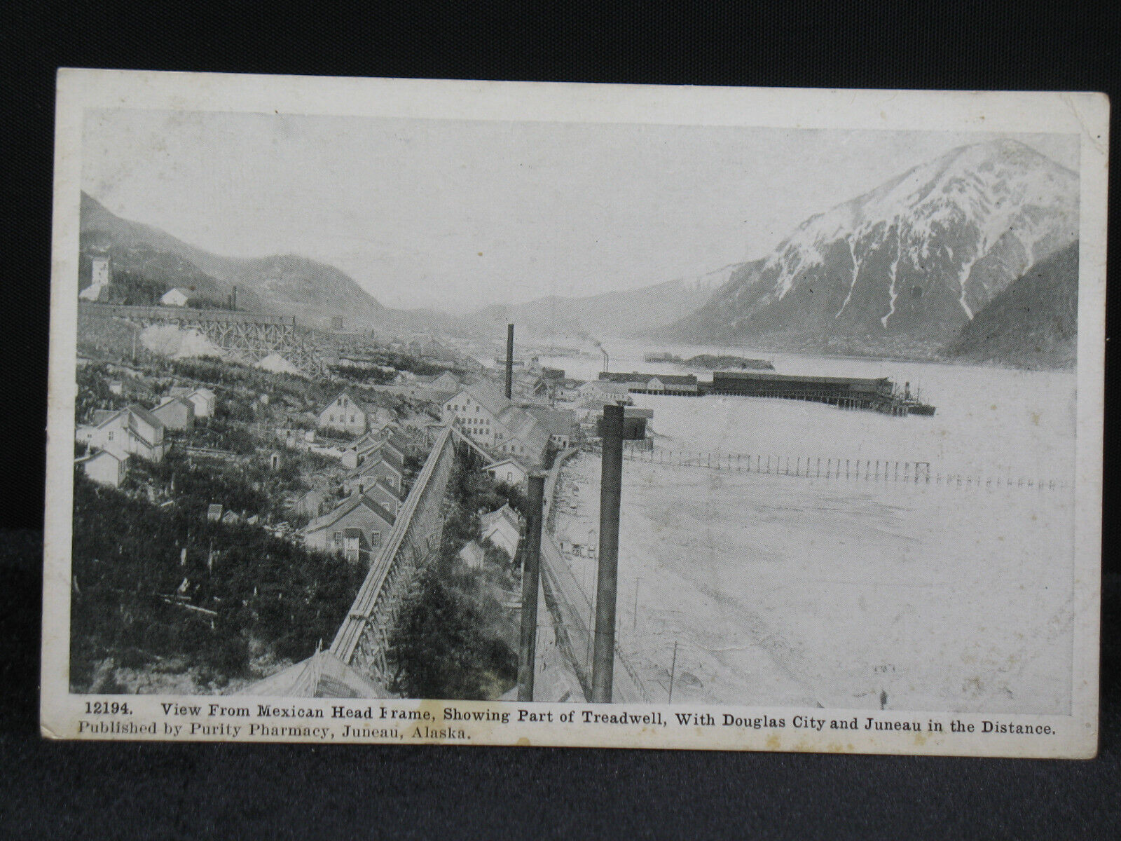 View From Mexican Head Frame Showing Part of Treadwell Juneau AK Postcard (0107)