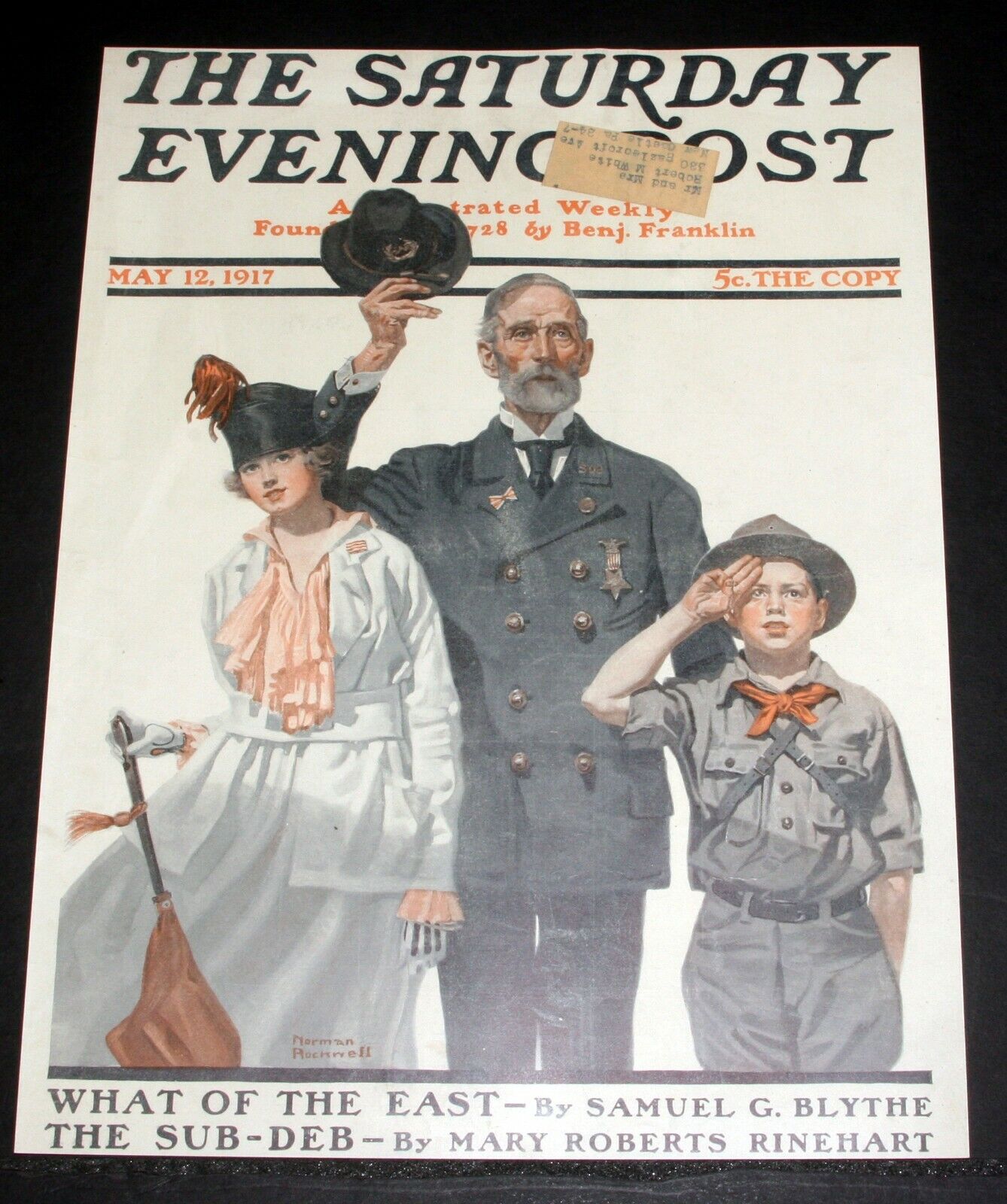 1917 MAY 12 OLD SATURDAY EVENING POST MAGAZINE COVER (ONLY) NORMAN ROCKWELL ART