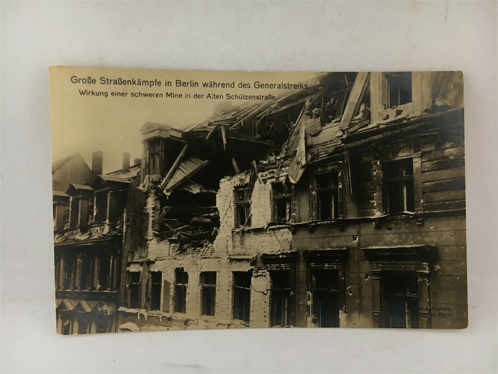 German Revolution Berlin Postcard 1919 Strassenkampf Schützenstraße Building