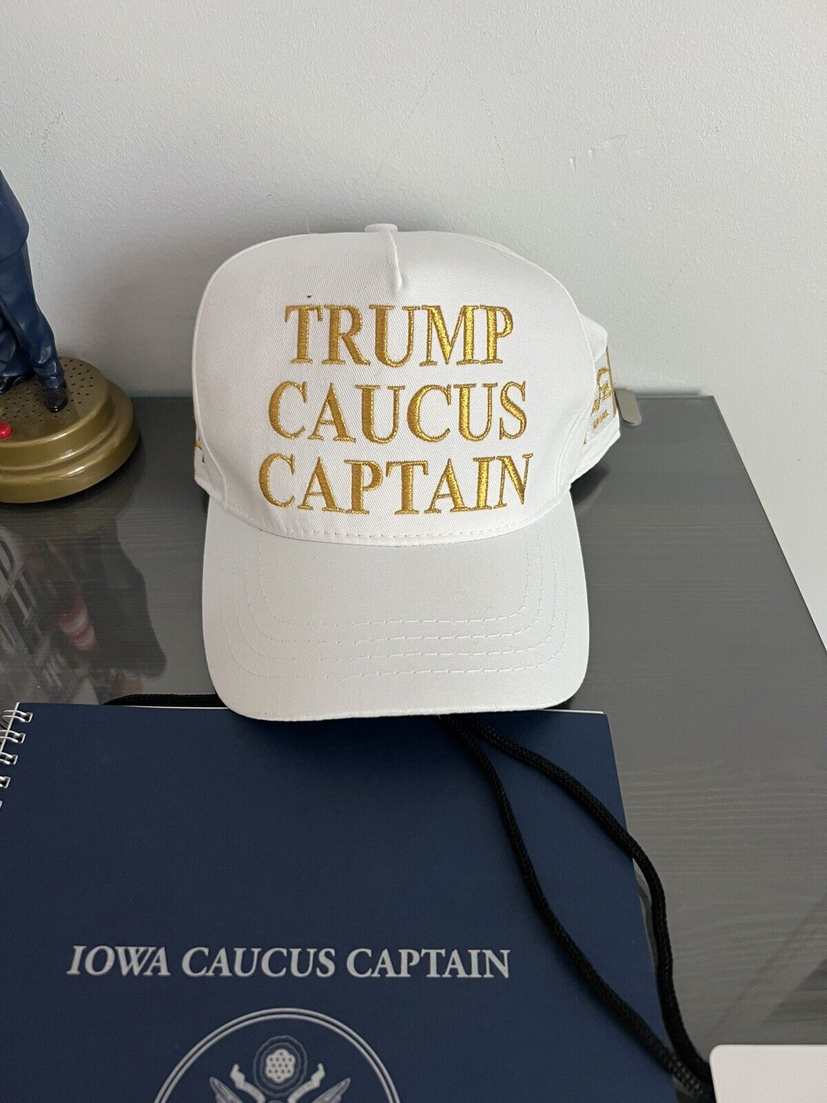 Official Donald Trump Iowa Caucus Captain Hats 2024 With Badge Credentials RARE