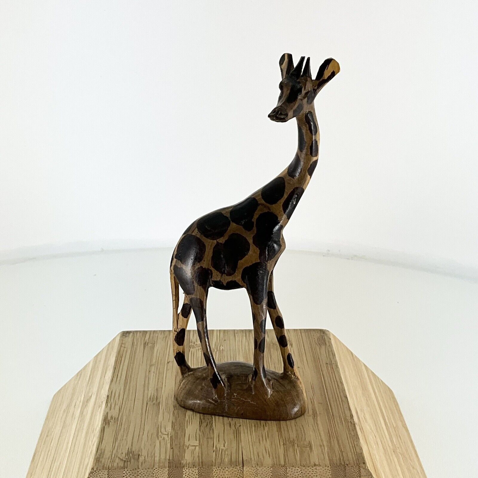 Vintage Wooden Hand Carved Giraffe Made In Kenya Beautifully Hand Carved