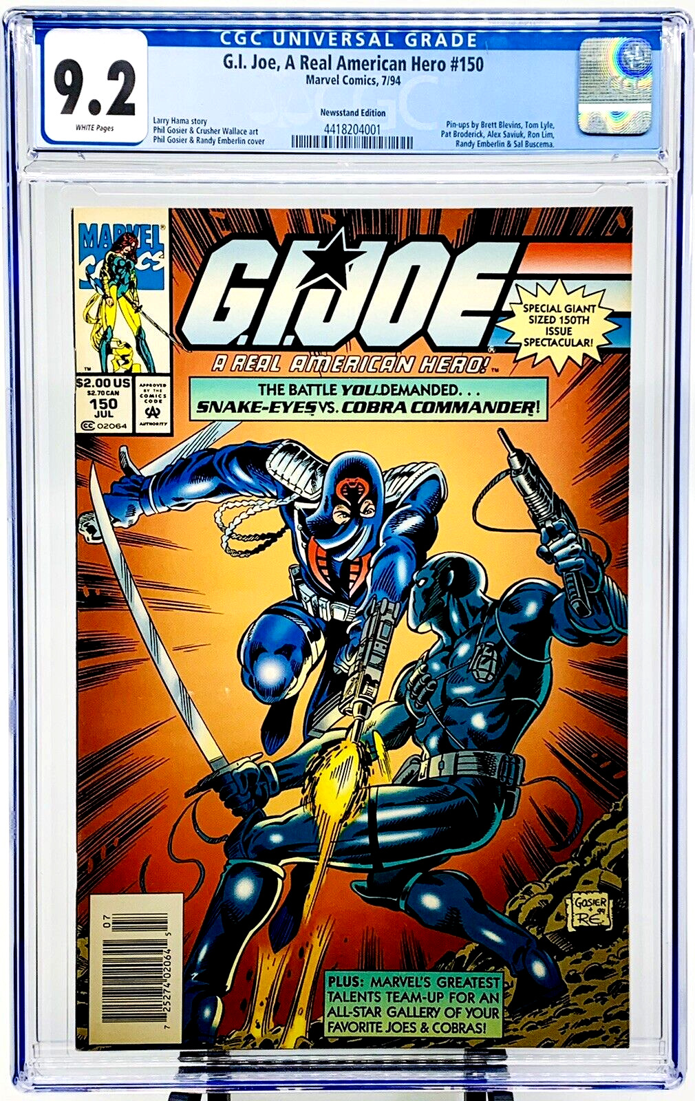NEWSSTAND G.I. JOE A REAL AMERICAN HERO #150 CGC 9.2 WP WHITE PAGES COMIC 1994
