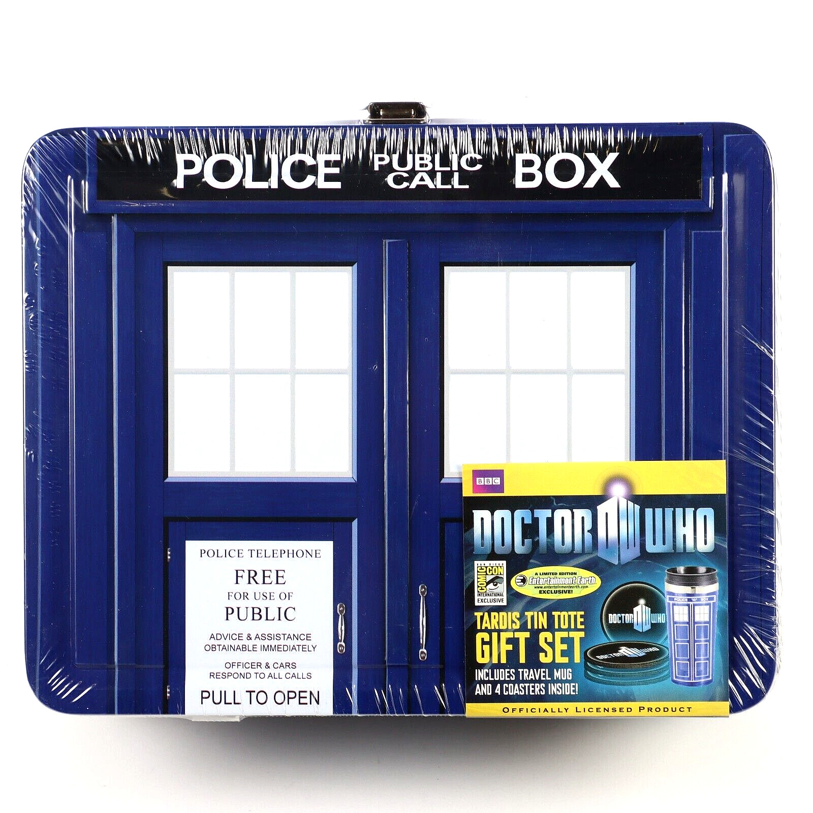 Doctor Who TARDIS Tin Tote Gift Set Lunch Box SDCC 2012 Exclusive Bif Bang Pow
