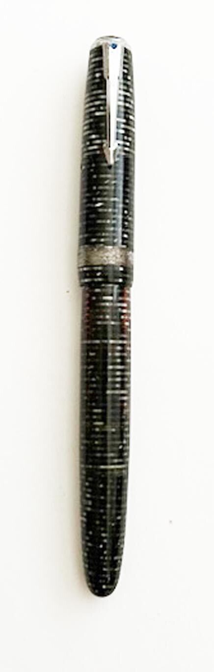 Vintage Parker Blue Diamond Vacumatic Fountain Pen, Black Jewel Top 4 5/8” long