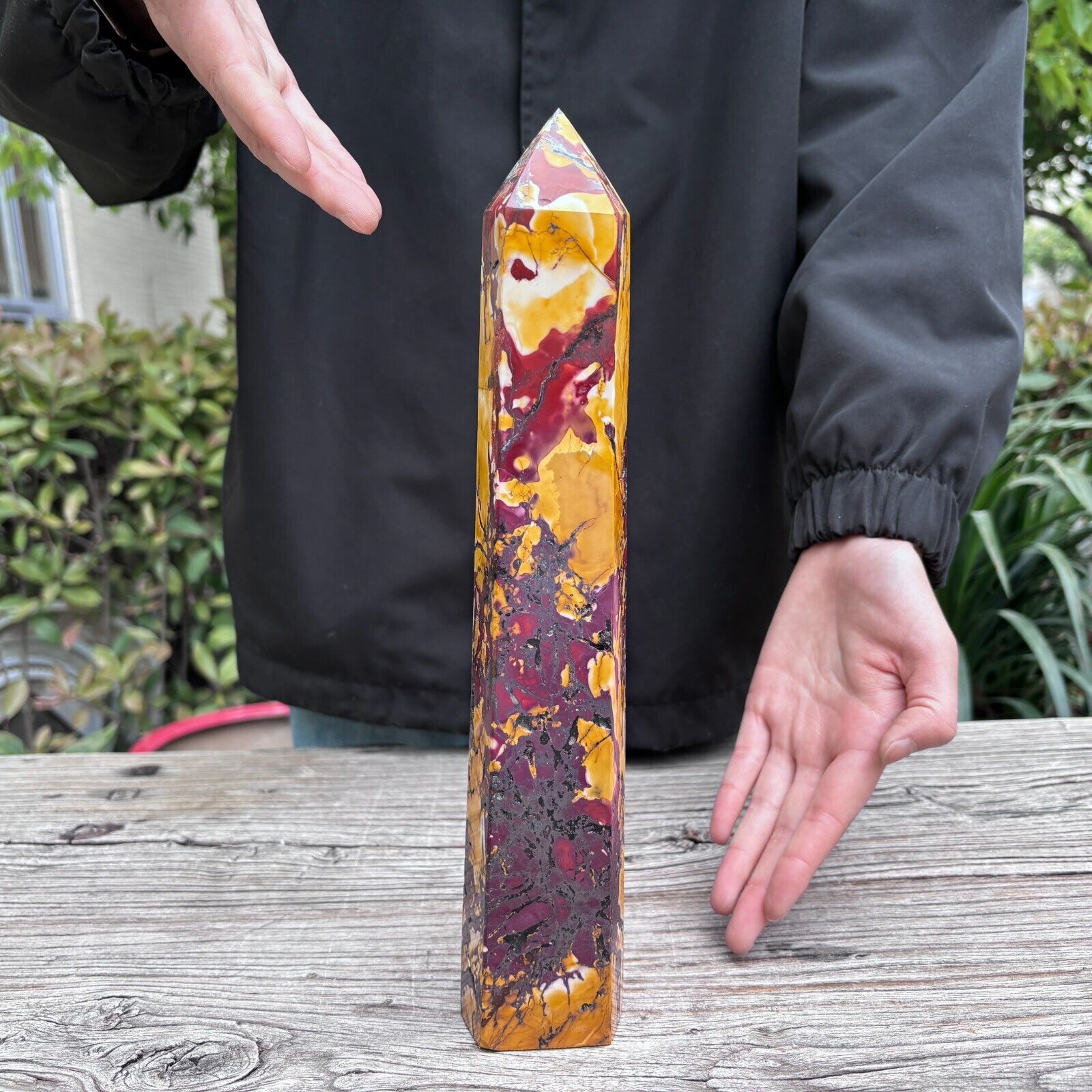 3LB12.2'' Natural Mookaite Tower Obelisk Point Crystal Quartz Wand Healing Gift