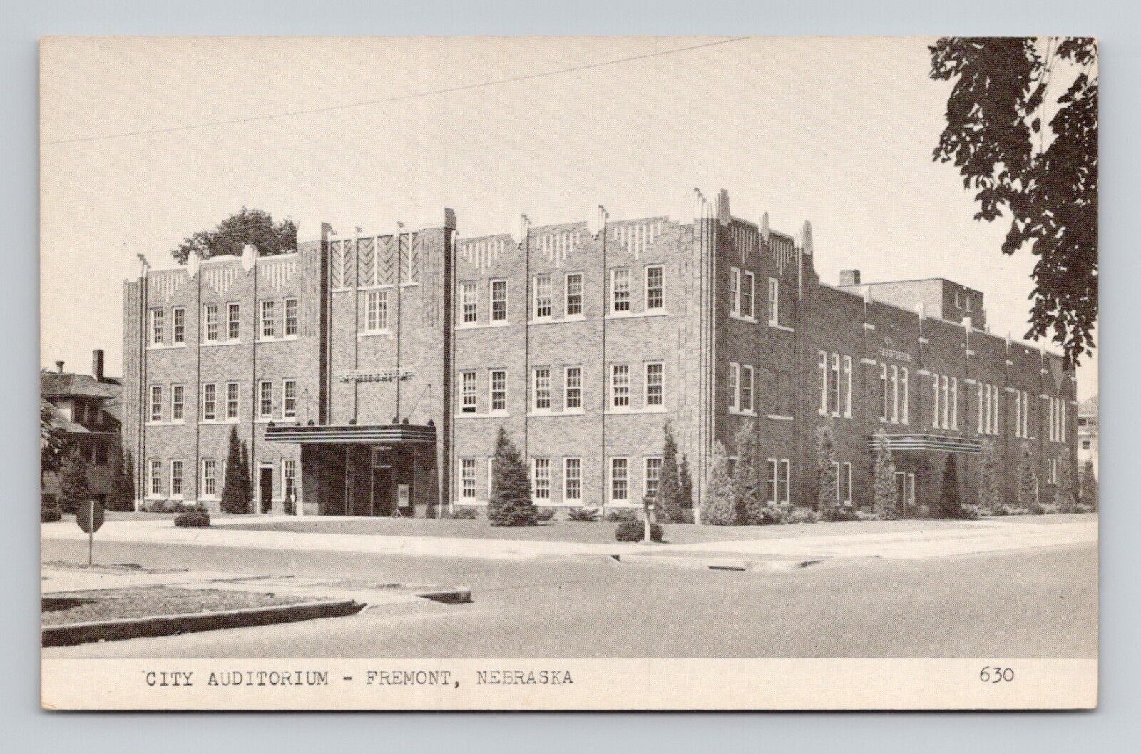 Postcard City Auditorium Fremont Nebraska, Vintage Chrome F11