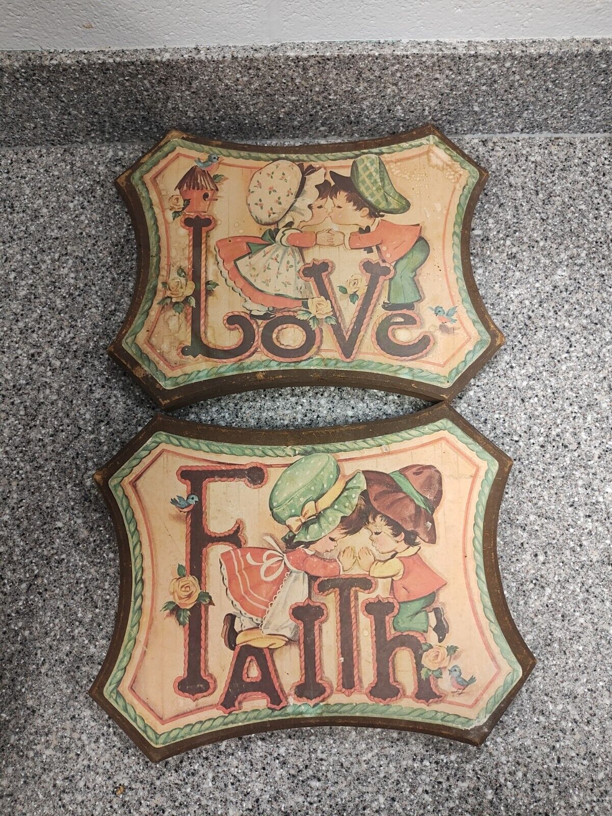 Vintage Holly Hobbie Style Wall Art Set Of Two