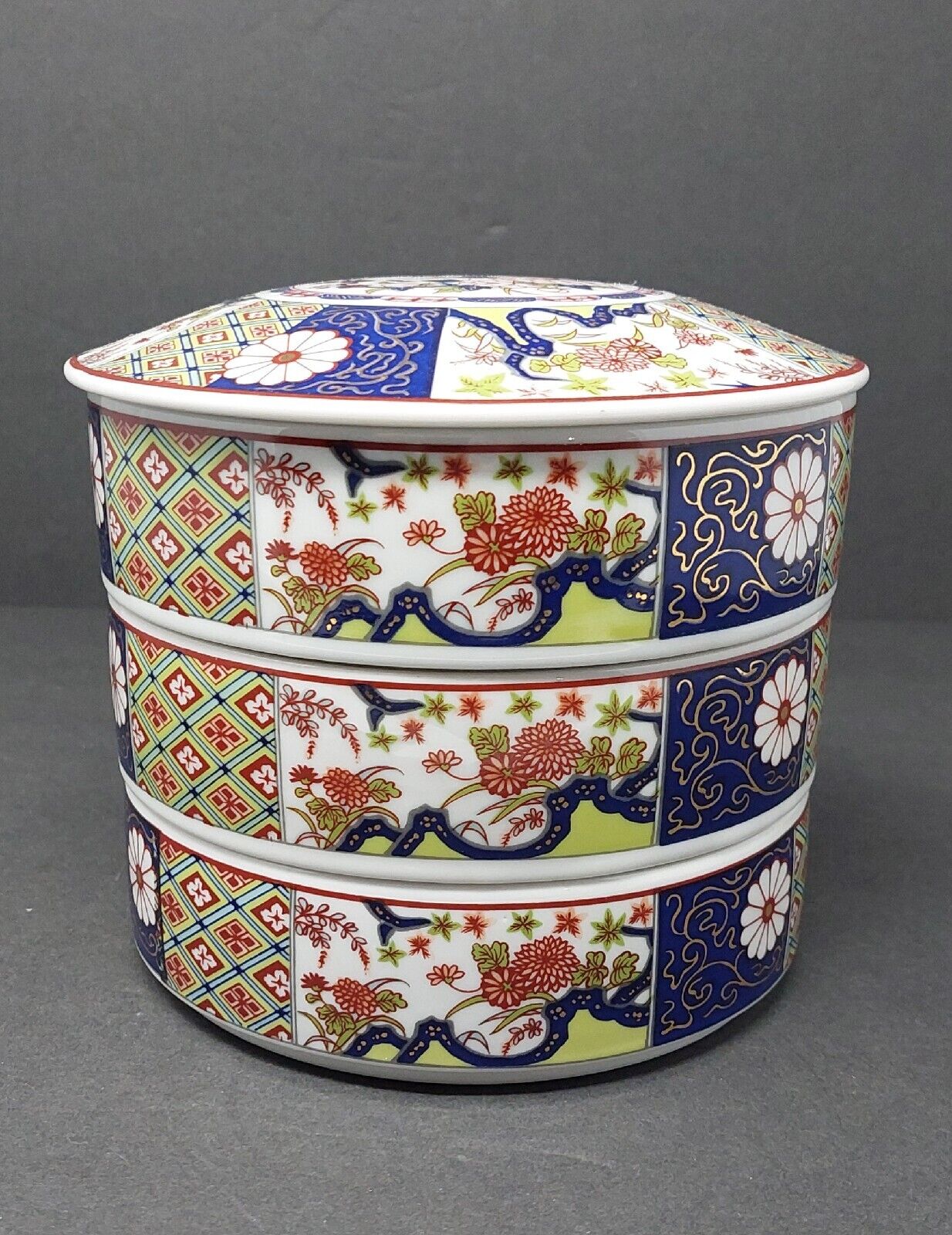 Vintage Imari Empress Japanese Porcelain 3 Tier Stacking Dish
