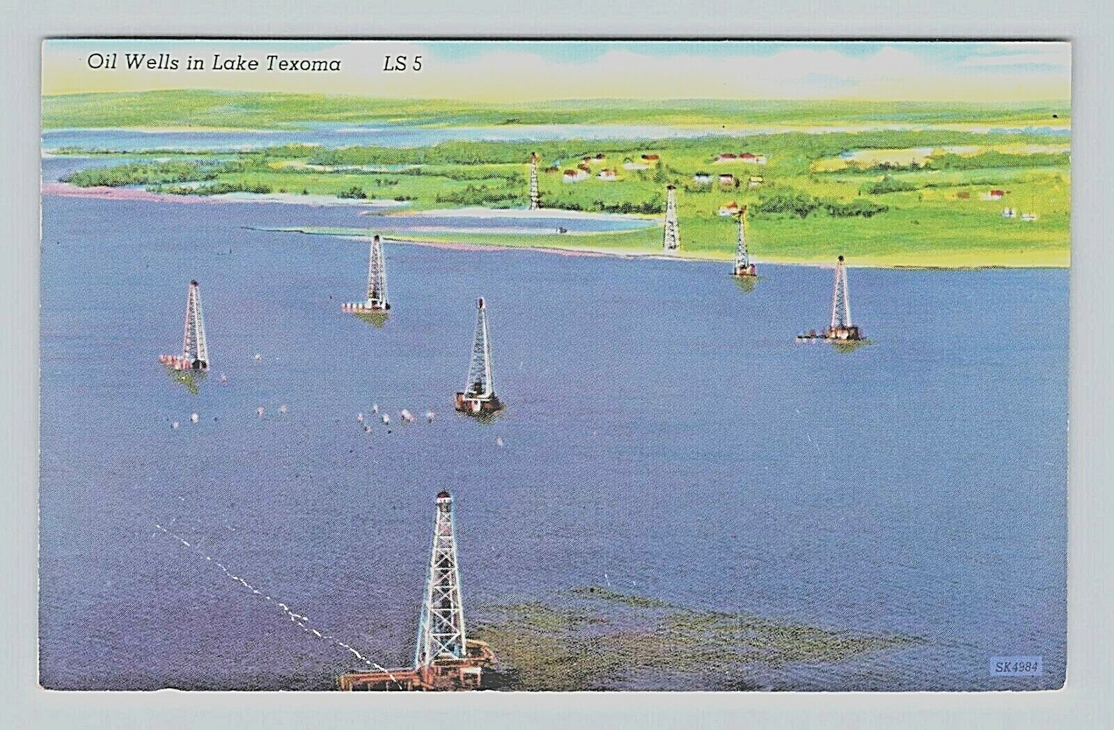 LAKE TEXOMA, OKALHOMA, TEXAS, OIL WELLS, DENISON DAM, RED RIVER 1956 Chrome