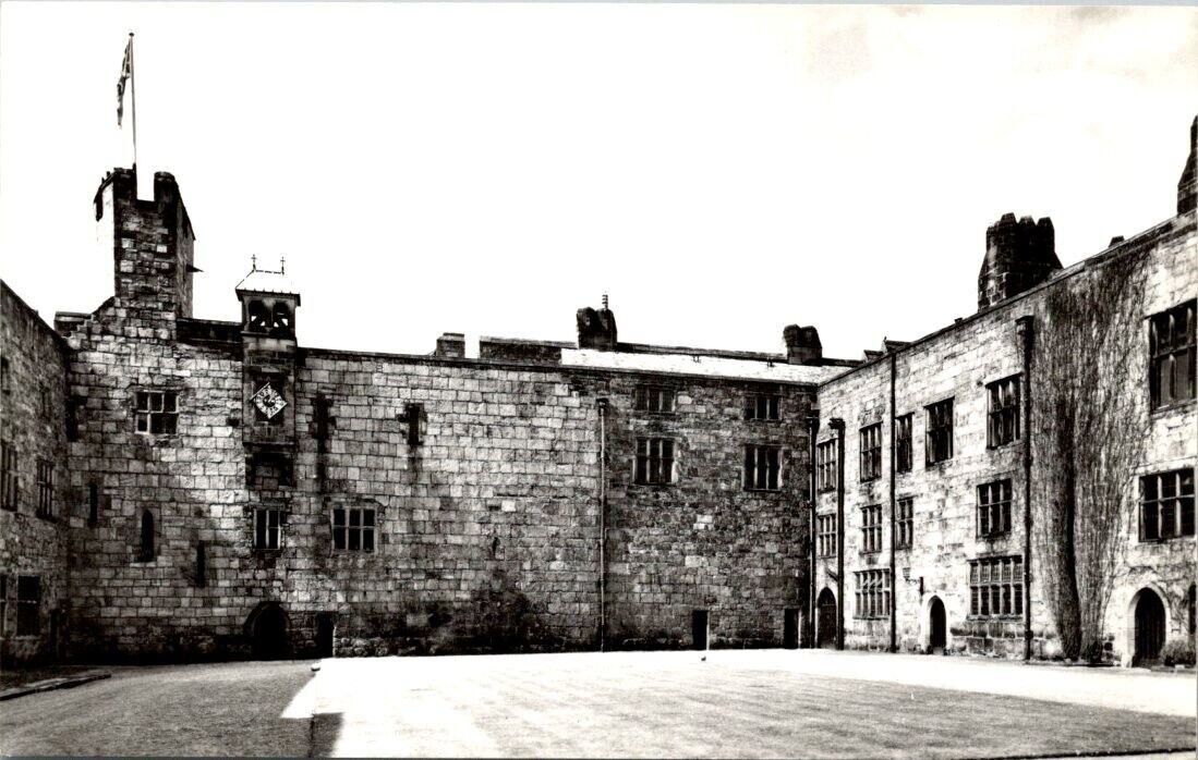 Vintage real photo postcard - Chirk Castle. The Courtyard Wales unposted