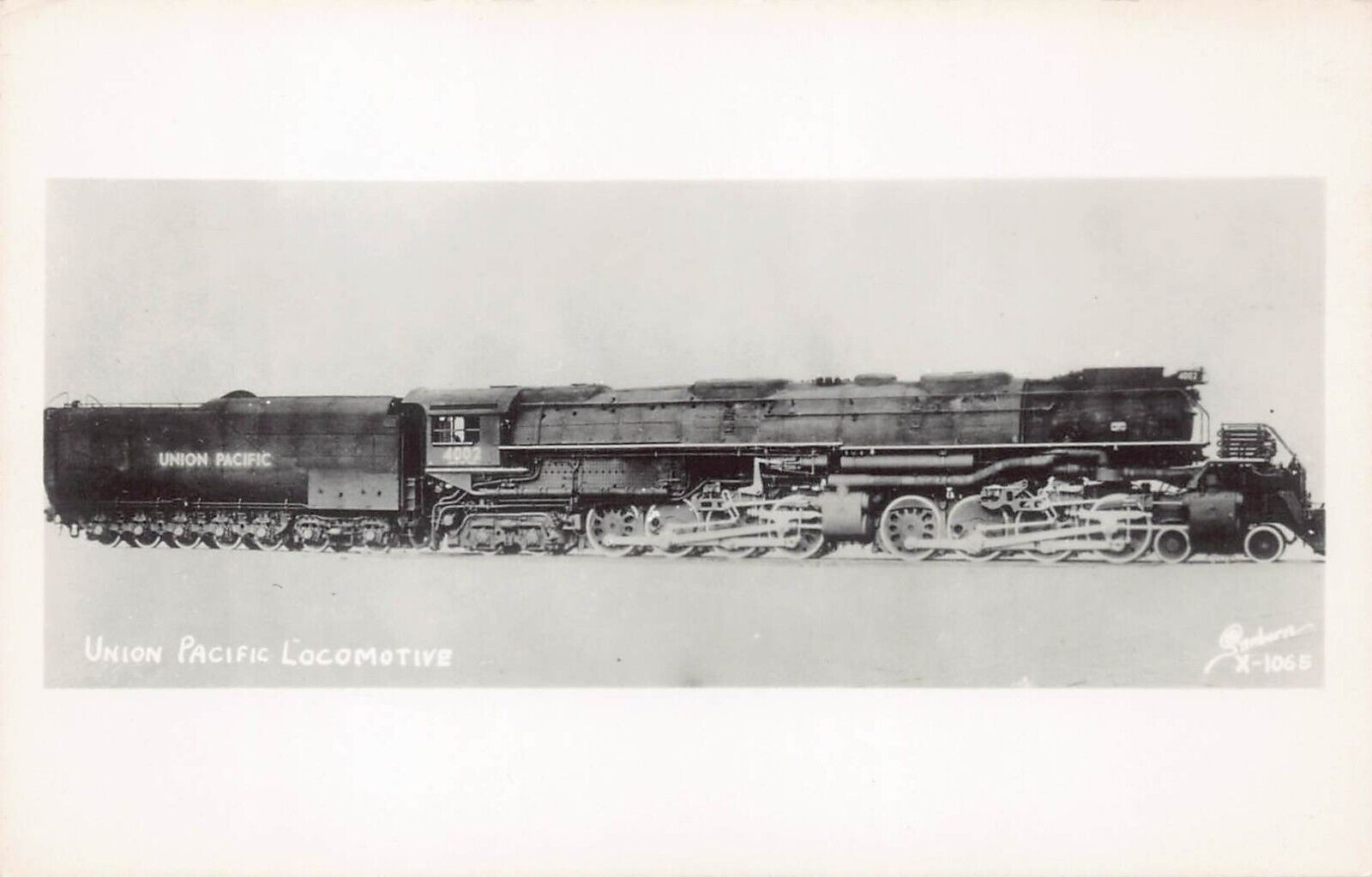 RPPC Union Pacific Locomotive Engine Train Railroad Depot Photo Vtg Postcard V8