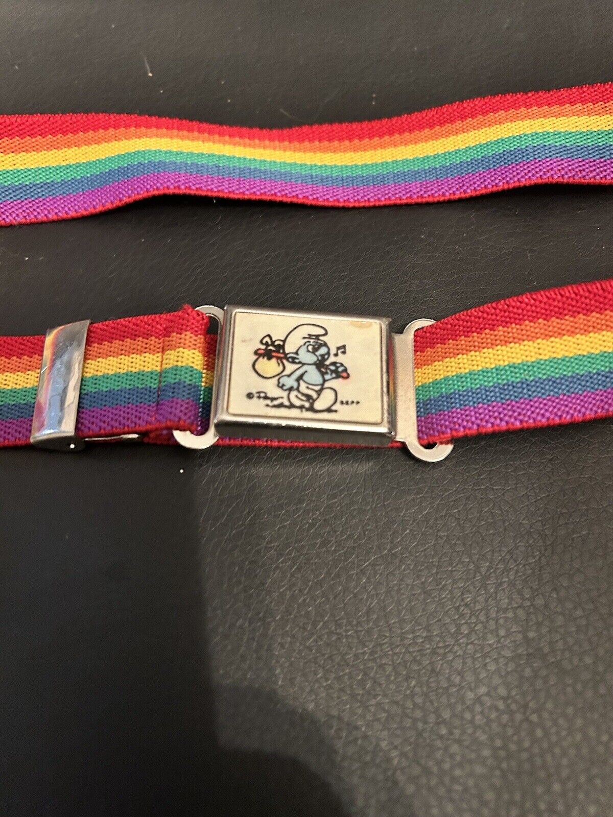 Vintage Smurf Elastic Rainbow Magnetic Belt