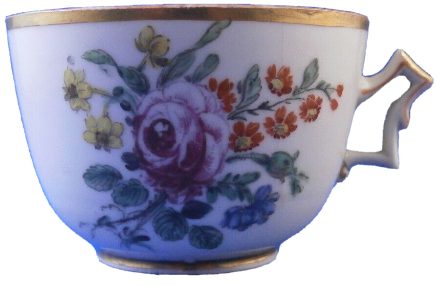  Antique 18thC Doccia Porcelain Floral Cup Porzellan Tasse Italy Ginori As Is