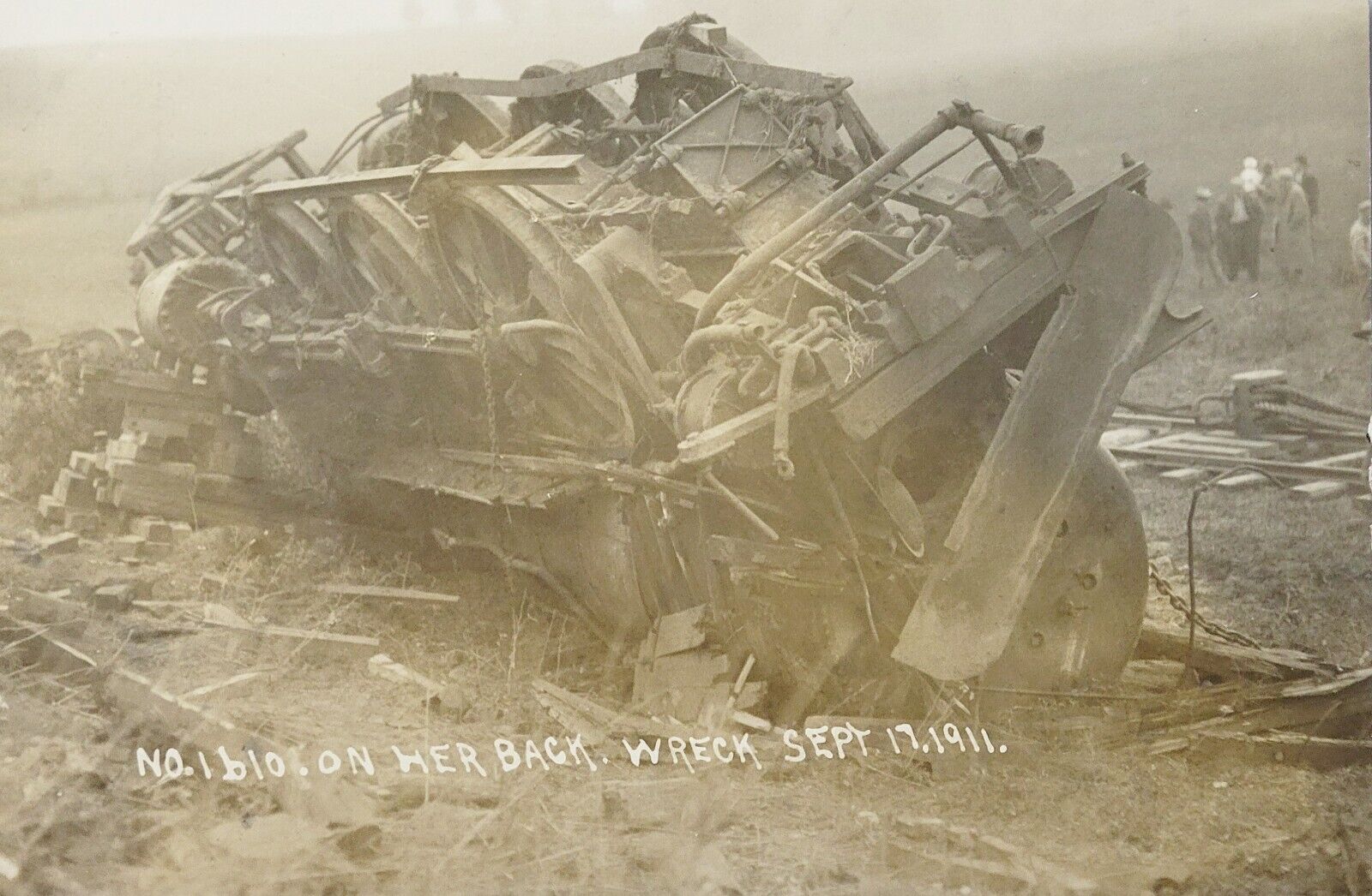 Rare 1911 Postcard Monroe Wisconsin Train Wreck - Race Horses Injured - Man Dies