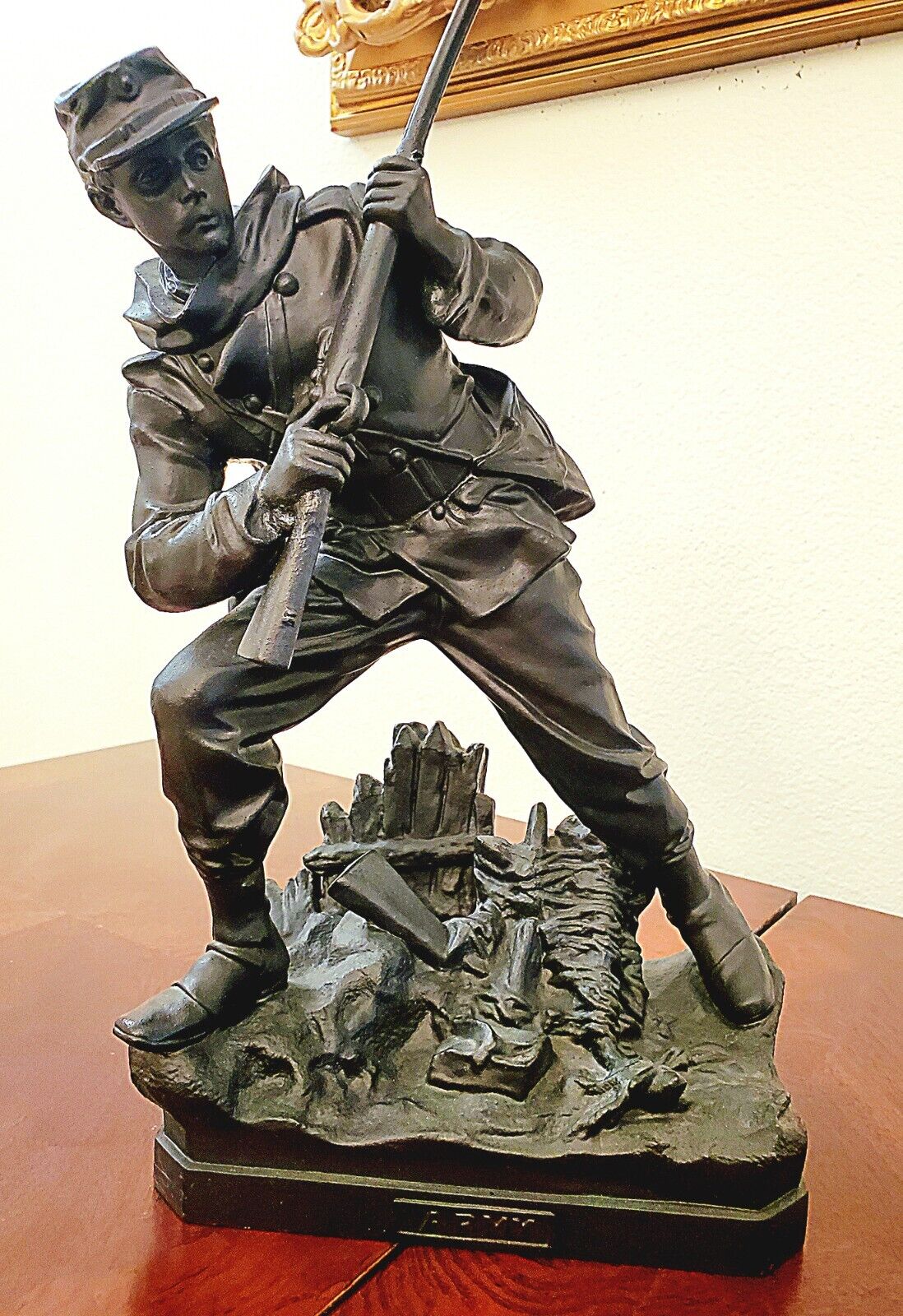 Antique 1890S Bradley Hubbard Army Civil War Soldier Brass Statue 15\