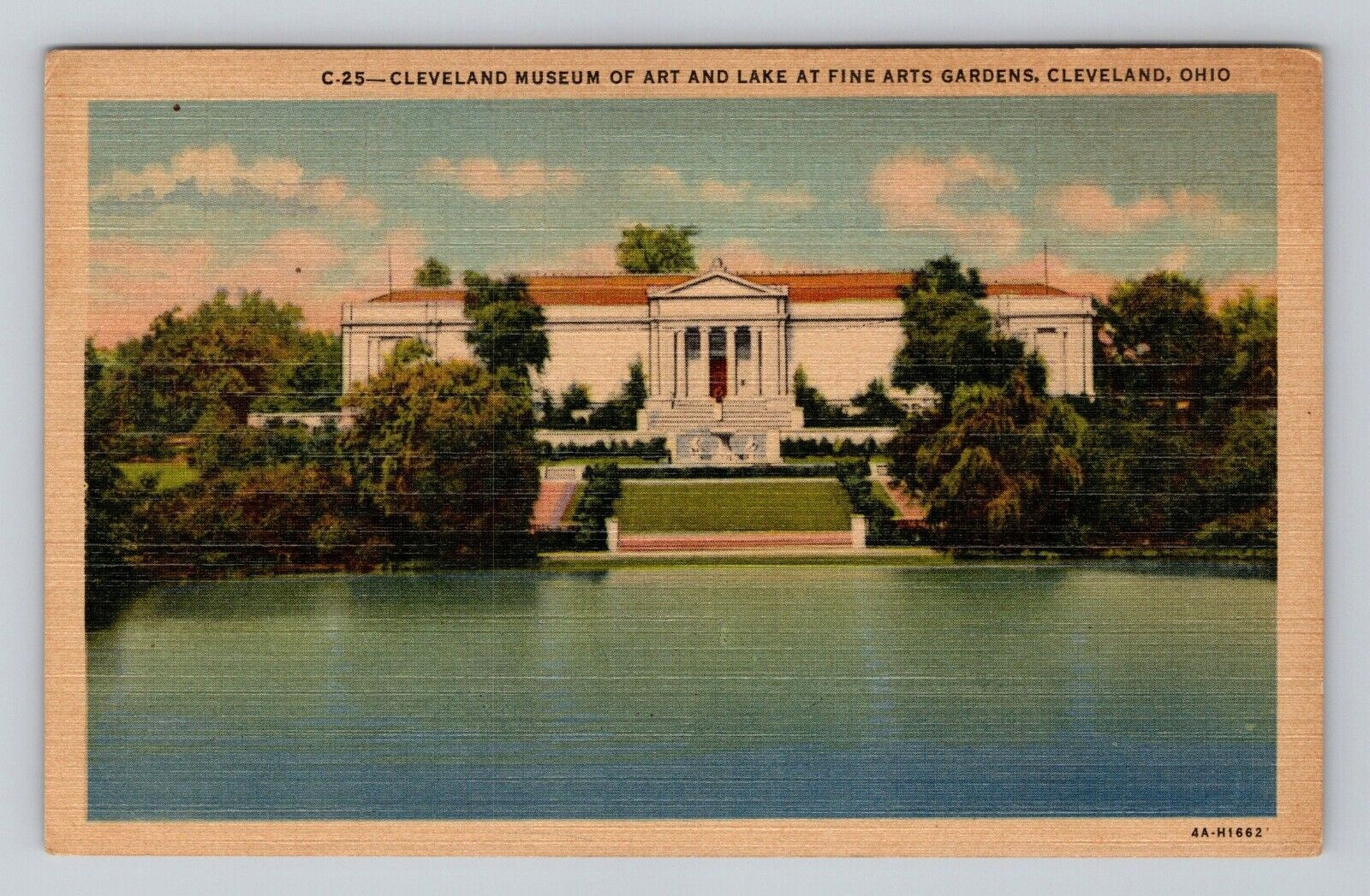 Postcard Museum of Art Cleveland Ohio OH Fine Art Gardens Lake Scenic Water View