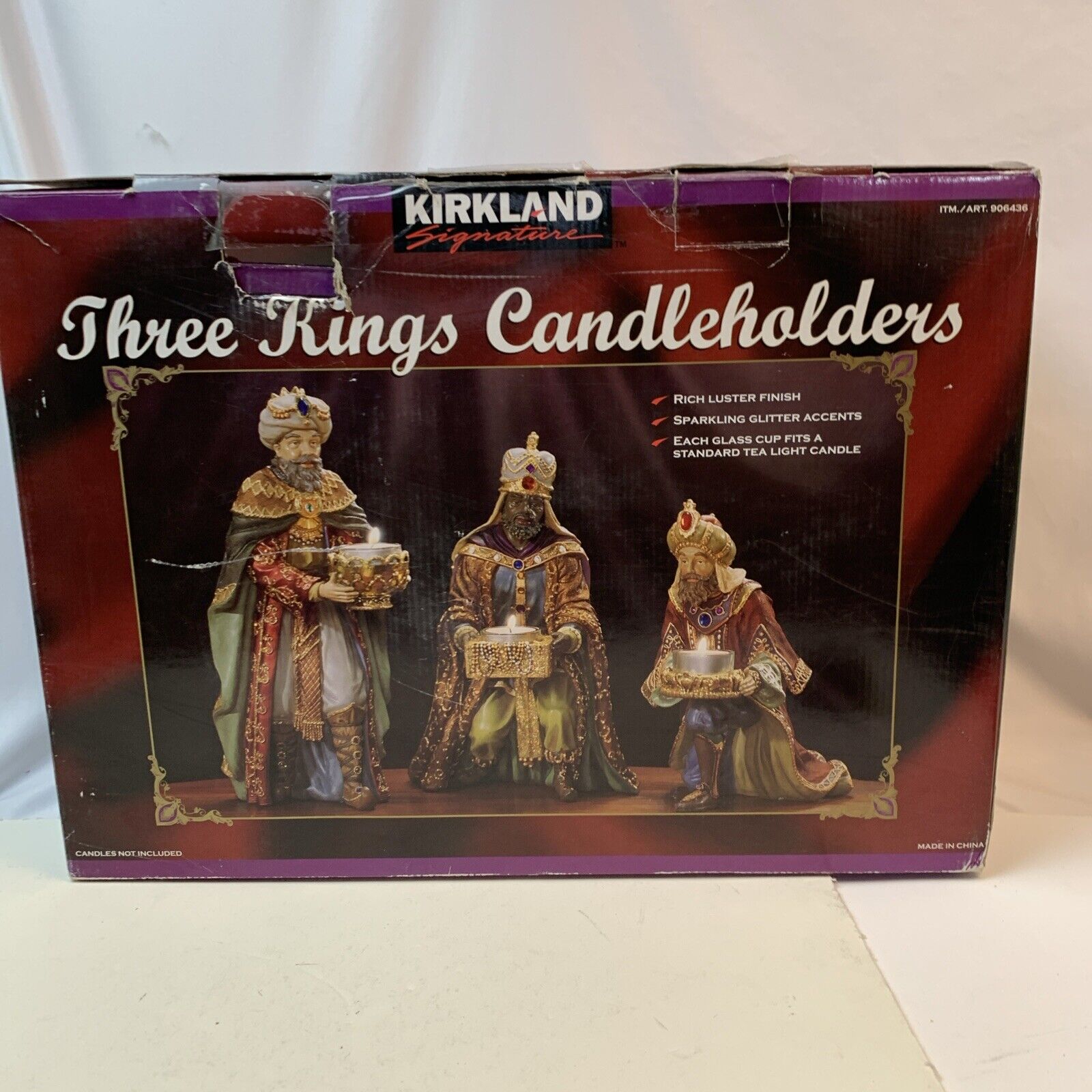 Kirkland Signature Three Kings Candleholders Votive Candles Christmas Nativity 3