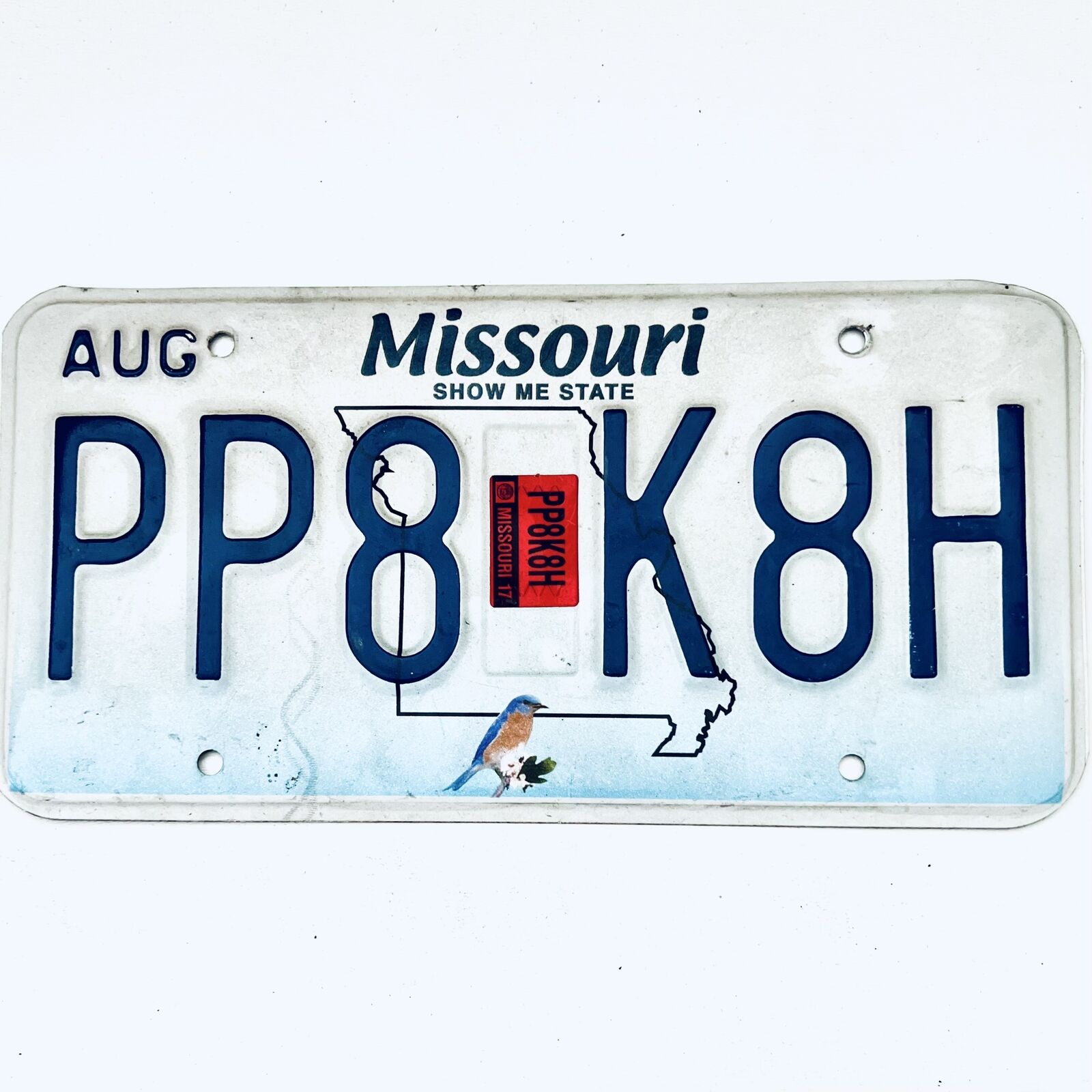 2017 United States Missouri Bluebird Passenger License Plate PP8 K8H