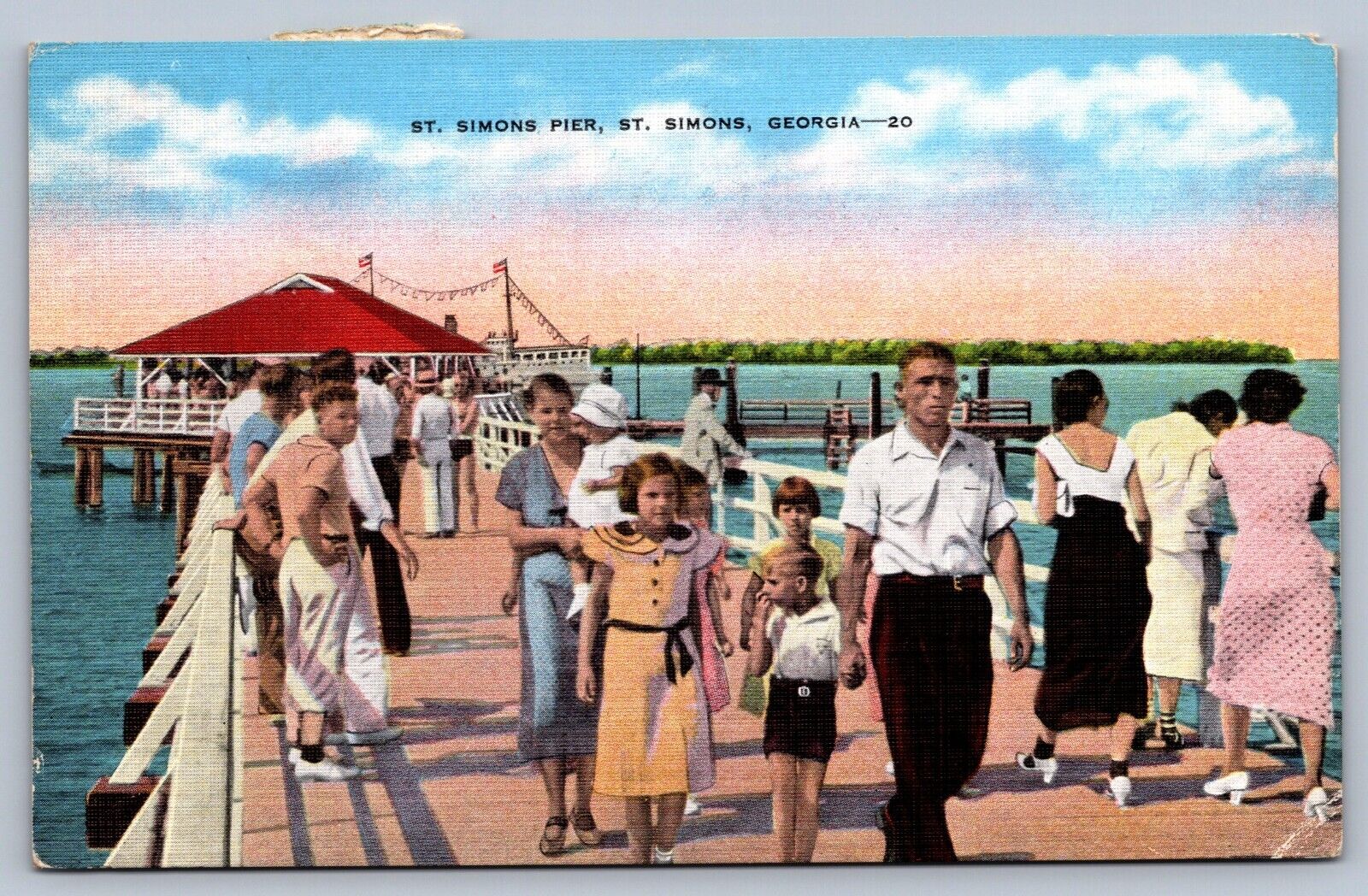 Postcard St. Simons GA St. Simons Pier 1958