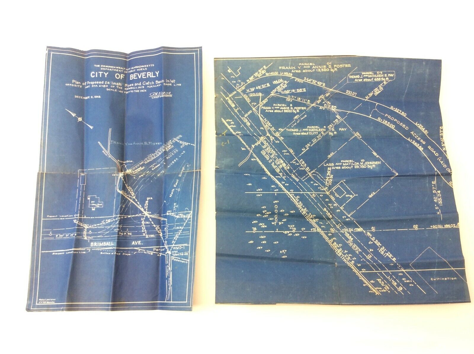 City Beverly Massachusetts Department of Public Works 1948 Proposal Blueprints