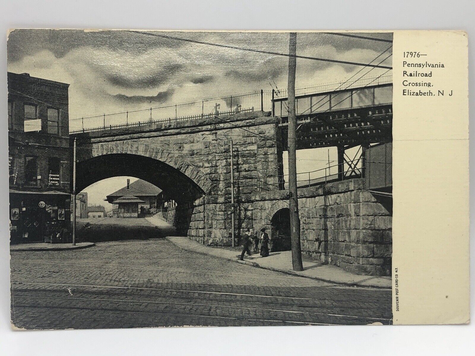 Postcard Pennsylvania Railroad Crossing Elizabeth New Jersey Posted 1920