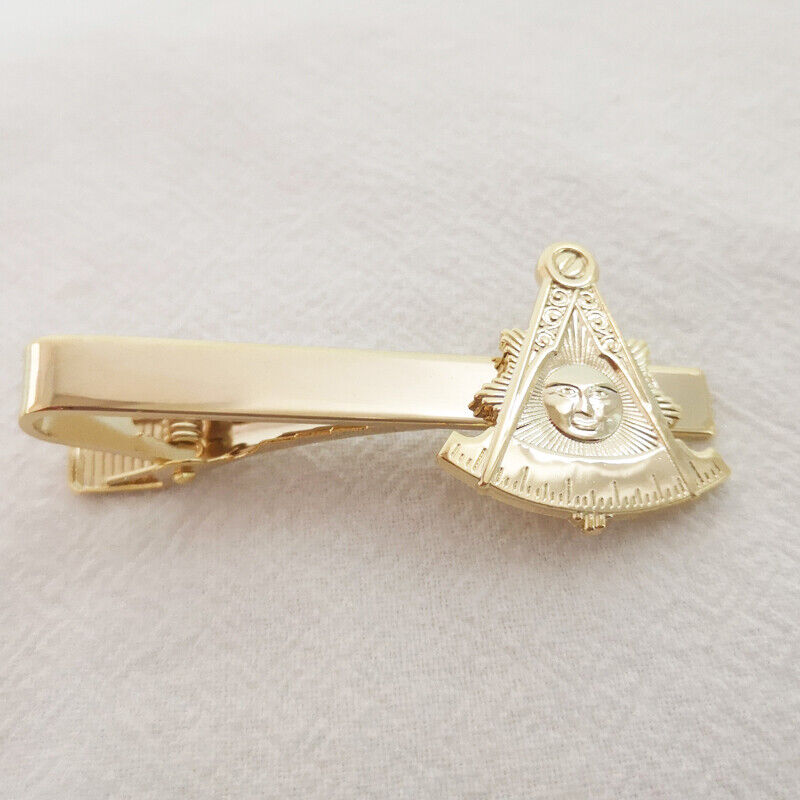 Exquisite Masonic Tie Clip Past Master Gold Color 3D Design Free Masons For Gift