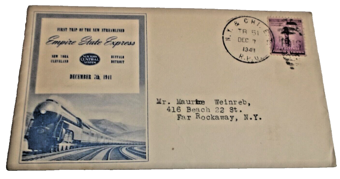 1941 HISTORIC NEW YORK CENTRAL NYC THE EMPIRE STATE EXPRESS PEARL HARBOR DAY B