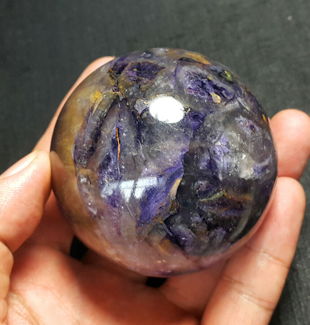 TOP 421 G Ø63mm Natural Fluorite Quartz Crystal Sphere Ball Healing U122