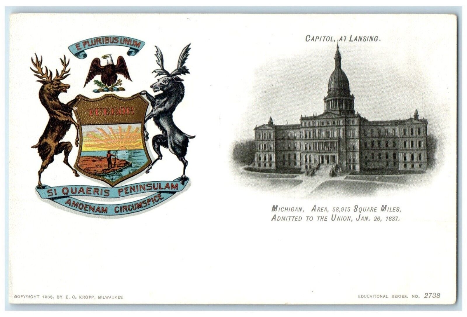 c1905 Square Miles Union Exterior Building Capitol Lansing Michigan MI Postcard