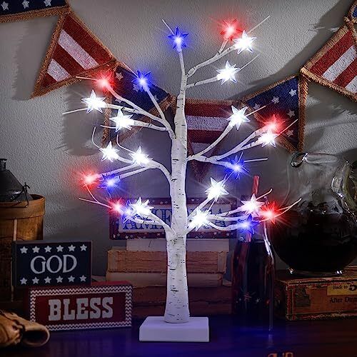 4th of July Decorations Patriotic Tree Red White and 4th of July/Red White Blue