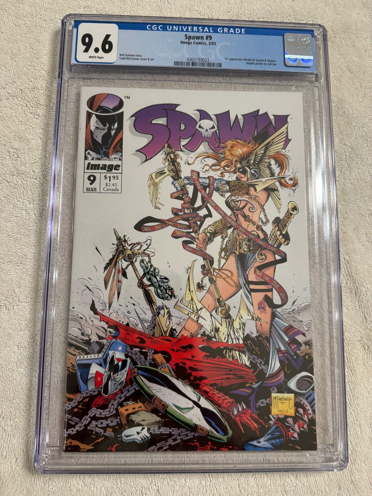Spawn #9 - CGC 9.6 - White Pages - 1st app. Medieval Spawn & Angela - Image 1993
