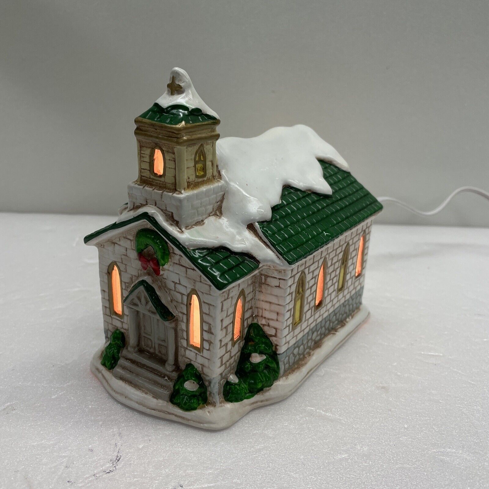 Vintage Christmas Village Church Building with Light HOMCO 8952
