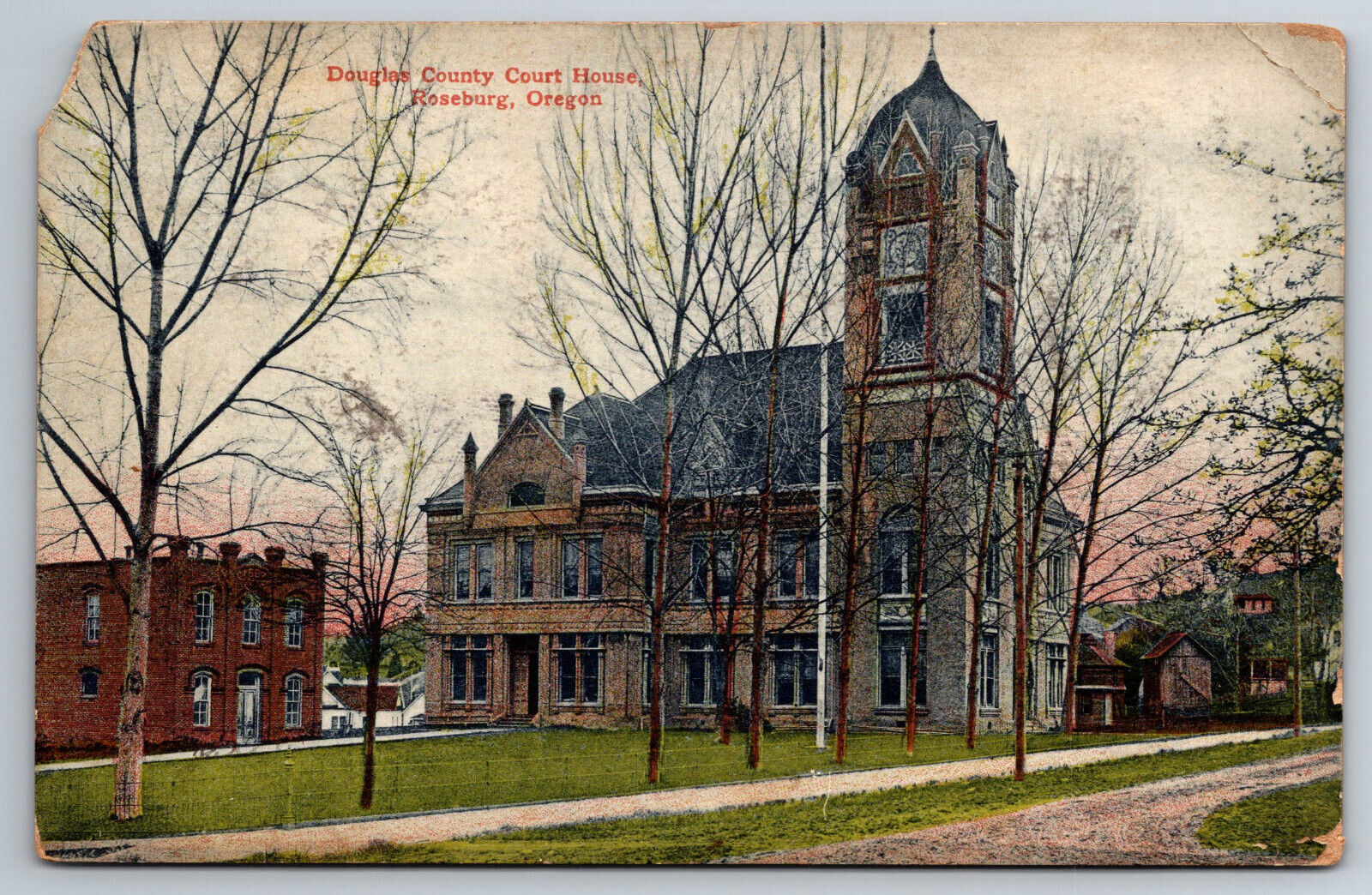 Vintage Postcard OR Roseburg Douglas County Court House c1911 -*4462