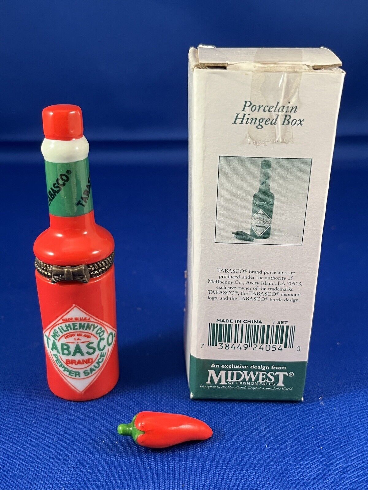 Tabasco Sauce Bottle porcelain,in Original Box, by Midwest Of Cannon Falls.