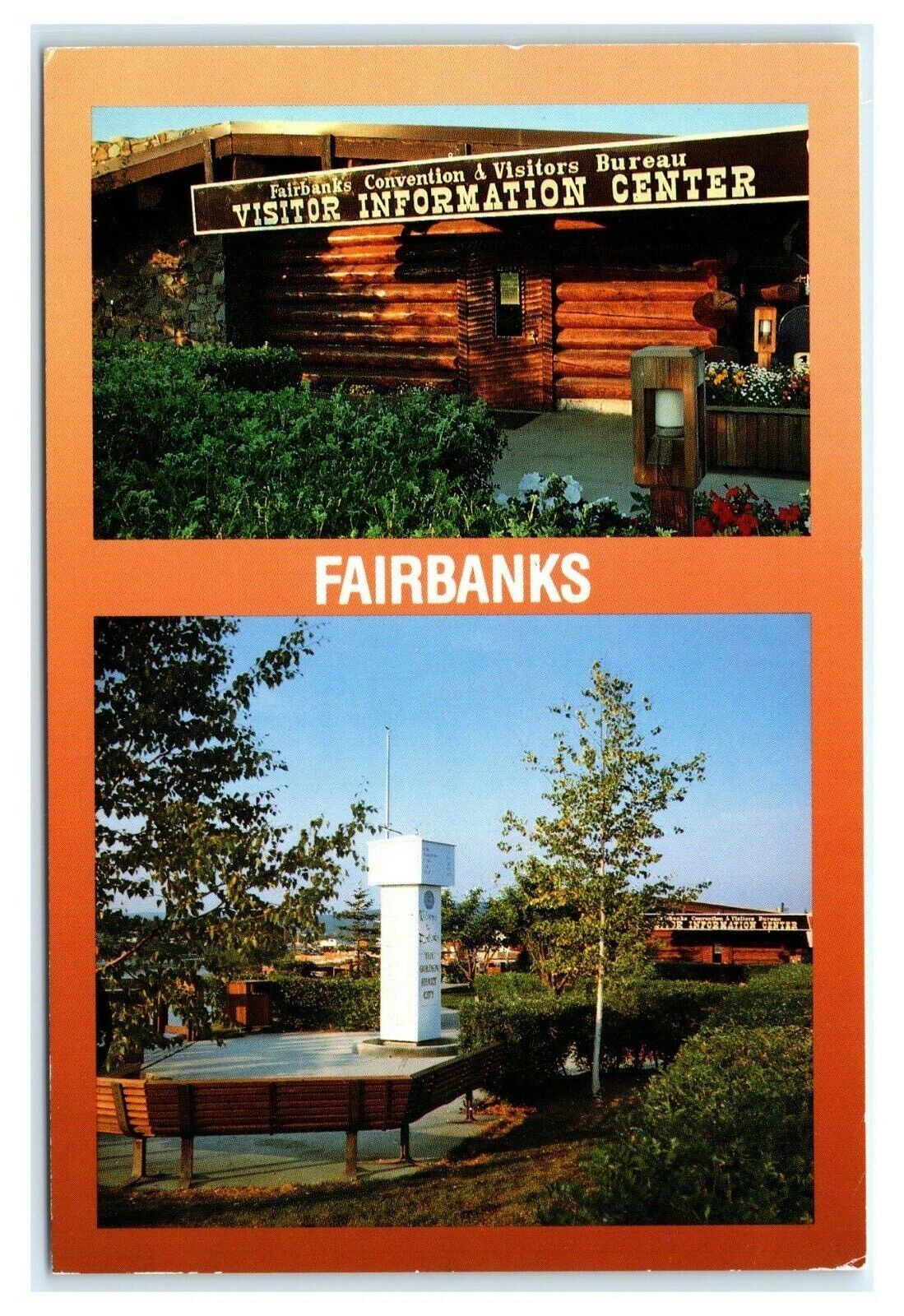 Postcard Fairbanks, Alaska AK Visitor Center, w/message ACE570
