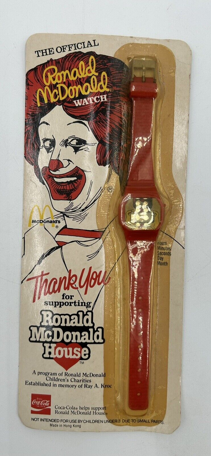 Vintage 1986 Ronald McDonald House Digital Red Watch Coca Cola Sealed 