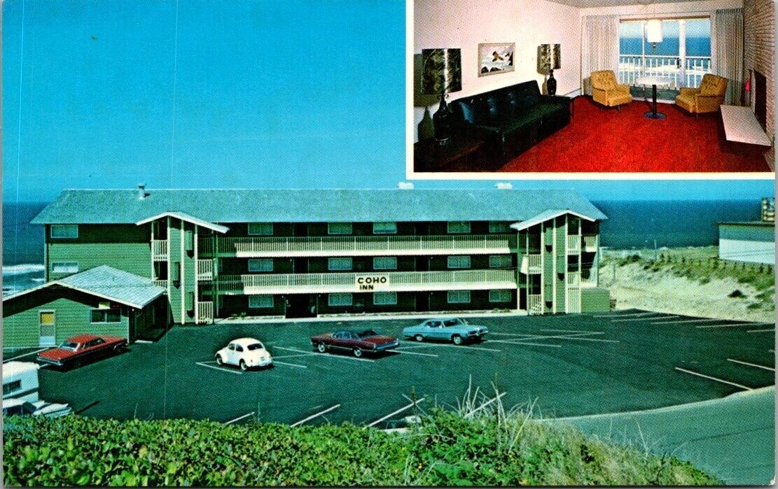 Postcard Coho Inn LINCOLN CITY OREGON hotel motel Volkswagon 1060\'s